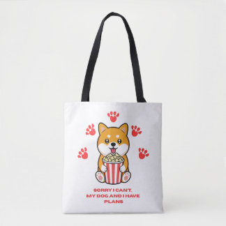 Funny Dog Lover Movie Night Cute Shiba Inu Tote Bag
