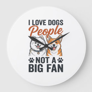 Funny Dog Lover Quote Vintage Engraving Vector Des Large Clock