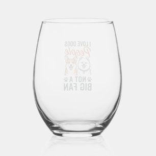 Funny Dog Lover Quote Vintage Engraving Vector Des Stemless Wine Glass