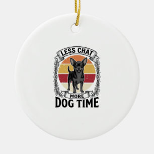 Funny Dog Lover Shirt Vintage Engraving Chihuahua Ceramic Ornament