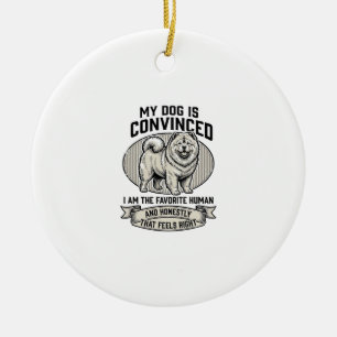 Funny Dog Lover Shirt with Vintage Engraved Chow C Ceramic Ornament