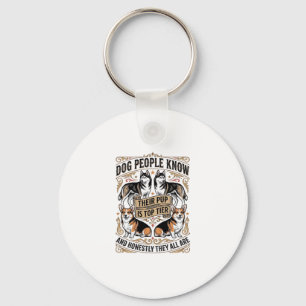 Funny Dog Lover Shirt with Vintage Puppy Debate De Key Ring