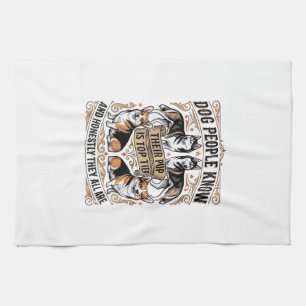 Funny Dog Lover Shirt with Vintage Puppy Debate De Tea Towel