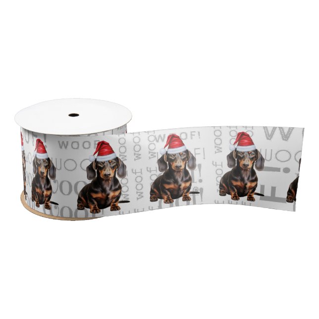 Funny Dog Lover Smooth Coat Dachshund Santa Satin Ribbon (Spool)