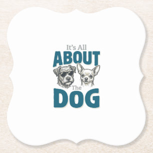 Funny Dog Lover Vintage Engraving Graphic_1 Paper Coaster