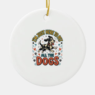 Funny Dog Lover Vintage Pet All The Dogs Design_1 Ceramic Ornament