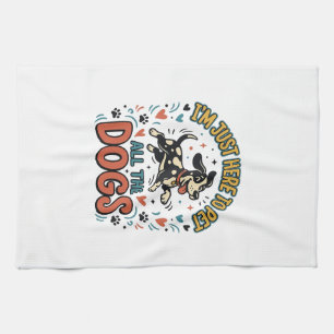 Funny Dog Lover Vintage Pet All The Dogs Design_1 Tea Towel