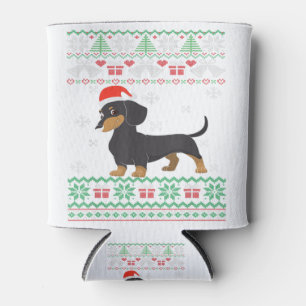 Funny Dog lovers Dachshund Santa Hat Ugly Christma Can Cooler
