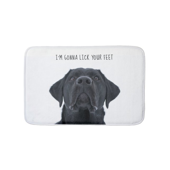 Funny Dog mat, black lab bath rug (Front)
