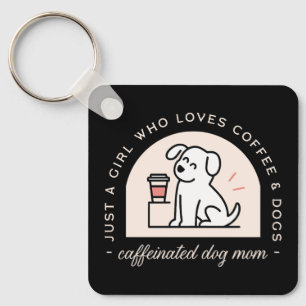 Funny dog mom and coffee lover retro aesthetic key ring