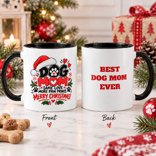 Funny Dog Mom Christmas Paw Prints Holiday Gift Mug