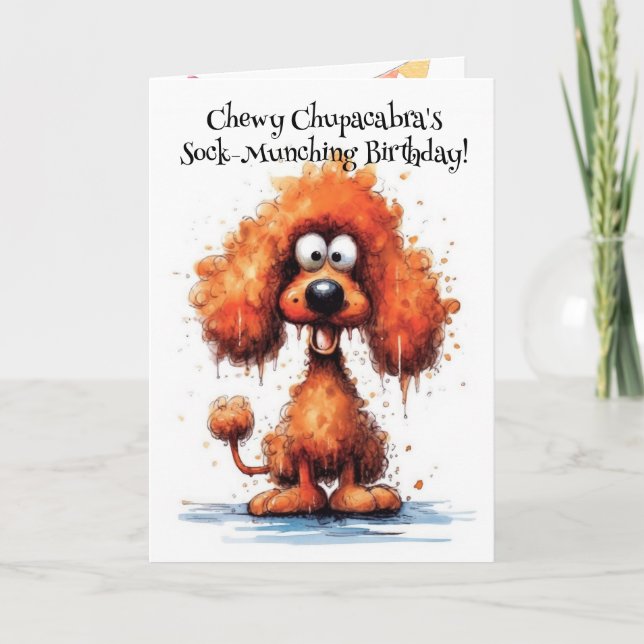 Funny Dog Monster: Chewy Chupacabra Birthday Thank You Card (Front)
