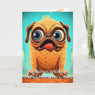 Funny Dog Monster: Pugnacious Polterpup Birthday Thank You Card