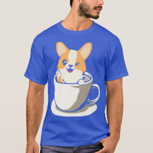 Funny Dog Mum Cute Corgi In Coffee Cup Funny Dog L T-Shirt