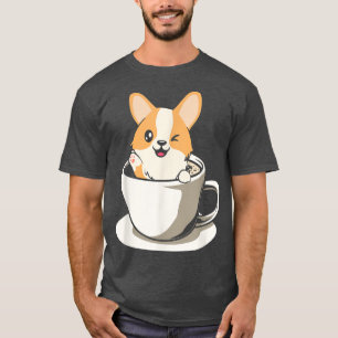 Funny Dog Mum Cute Corgi in Coffee Cup Funny Dog L T-Shirt