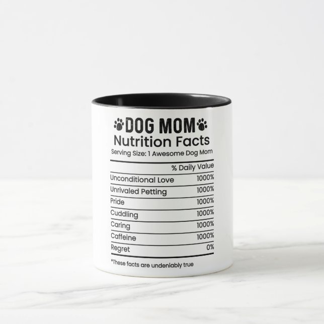 Funny Dog Mum Nutrition Facts Mug (Center)