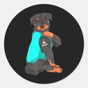 Funny Dog Mum Rottweiler I Love Mum Tattoo Gifts W Classic Round Sticker