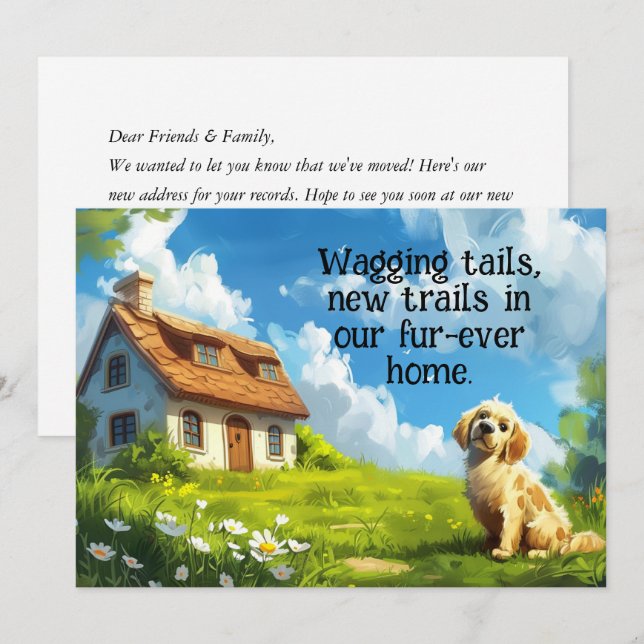 Funny Dog New Home Moving Announcement (Front/Back)
