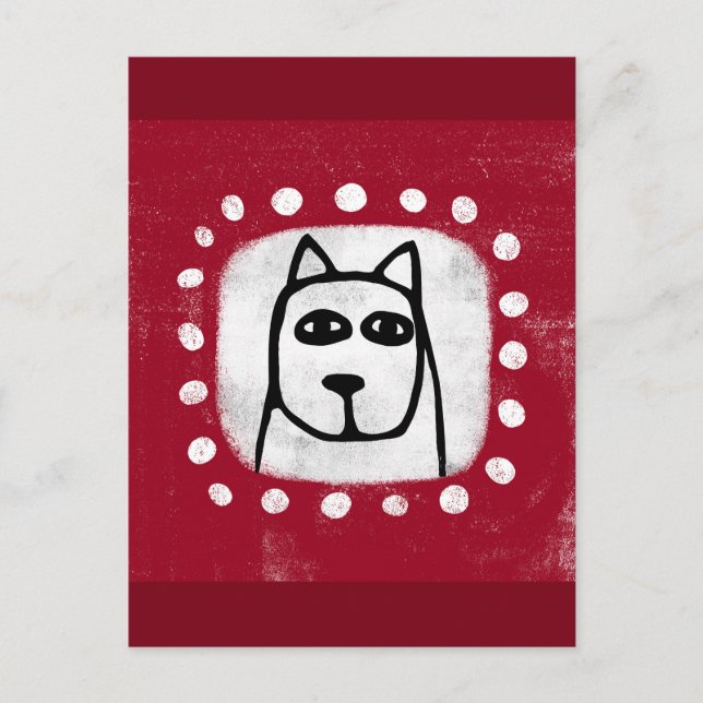 Funny Dog On Red Postcard (Front)