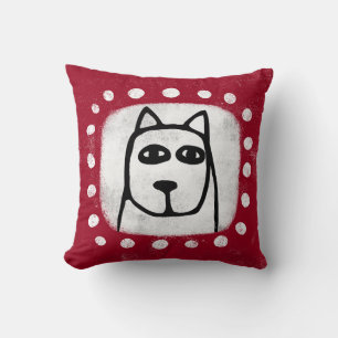 Funny Dog On Red Throw Pillow