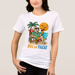 Funny Dog on Vacation T-Shirt Cute Summer Tri-Blend Shirt