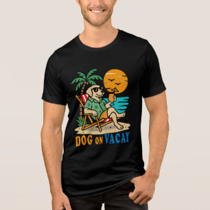 Funny Dog on Vacation T-Shirt Cute Summer Tri-Blend Shirt