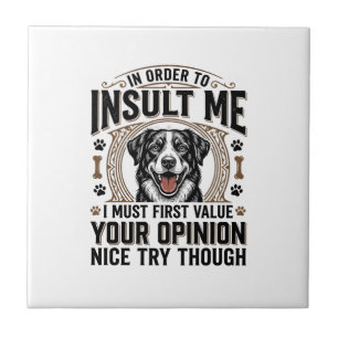 Funny Dog Opinion Vintage T-Shirt Design_1 Ceramic Tile
