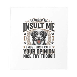 Funny Dog Opinion Vintage T-Shirt Design_1 Notepad