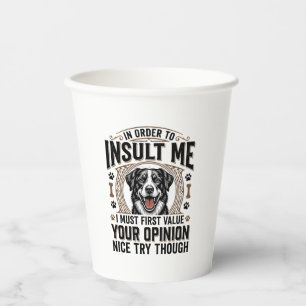 Funny Dog Opinion Vintage T-Shirt Design_1 Paper Cups