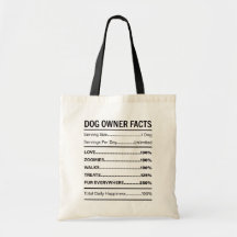 Funny Dog Owner Facts Nutrition Label Dog Mum Tote