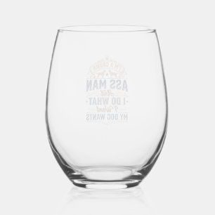 Funny Dog Owner Quote Vintage Vector Design_1 Stemless Wine Glass