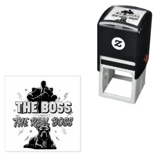 Funny Dog Owner "The Real Boss" Pitbull Design Self-inking Stamp