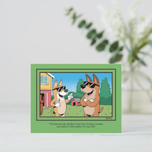 Funny Dog Owning Human Cartoon Quote Postcard