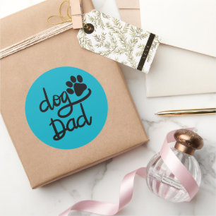 Funny Dog Paw Print Dog Dad Classic Round Sticker