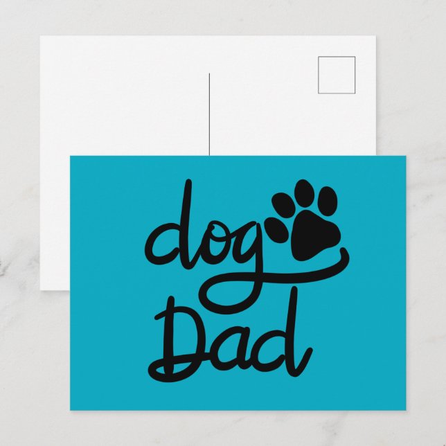 Funny Dog Paw Print Dog Dad Postcard (Front/Back)