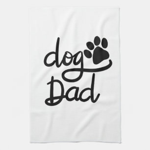 Funny Dog Paw Print Dog Dad Tea Towel