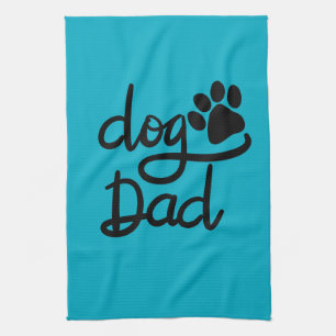 Funny Dog Paw Print Dog Dad Tea Towel