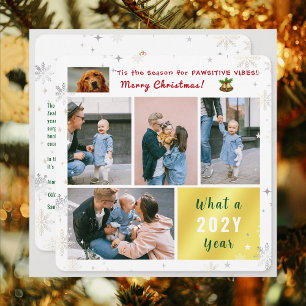 Funny Dog Pawsitive 5 Photos Letter Cute Modern Holiday Card