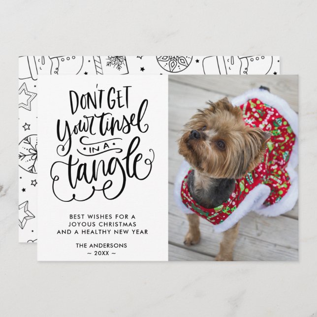 Funny Dog Pet Photo Typography Christmas  Holiday Card (Front/Back)