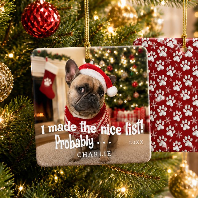 Funny Dog Photo Ceramic Ornament (Creator Uploaded)
