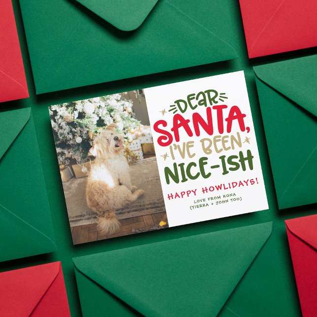 Funny Dog Photo Christmas Pet Picture Personalised Holiday Card (Creator Uploaded)