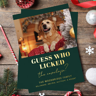 Funny Dog Photo Gag Christmas Foil Holiday Card