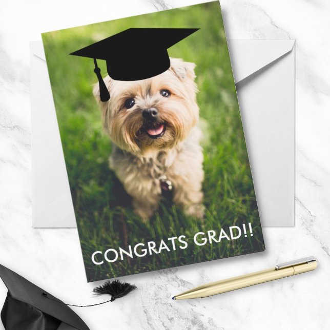 Funny Dog Photo Graduation Card, Custom Dog Photo Card (Creator Uploaded)