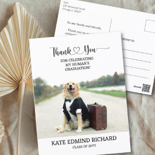 Funny Dog Photo Personalised  Graduation Thank You Postcard