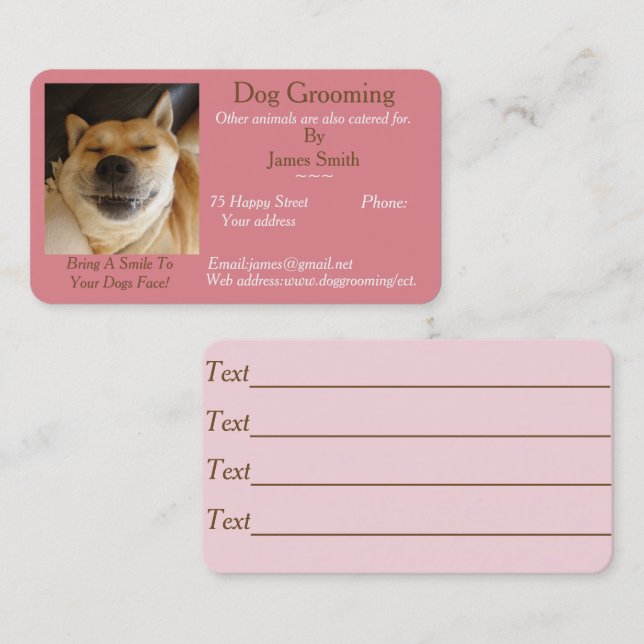 funny dog picture dog Grooming pet care services Business Card (Front/Back)