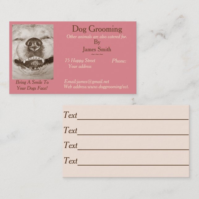 funny dog picture dog Grooming pet care services Business Card (Front/Back)