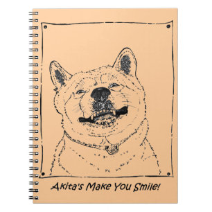 funny dog picture of akita smiling happy dogs notebook