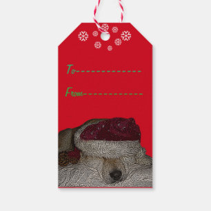 funny dog picture of cute akita for christmas gift tags