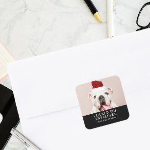 Funny Dog Picture Personalised Christmas Photo Square Sticker
