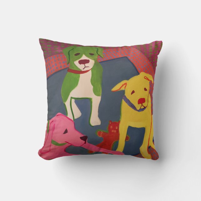 Funny Dog Pillow with Houndstooth Back (Front)
